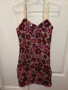 KatieJnyc Sequin Floral Mini Dress